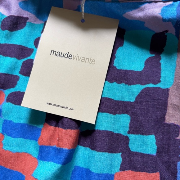 NWT‎ Maude Vivante Cotton Colorful Abstract Skirt Size Small Boutique Unique - Picture 2 of 9